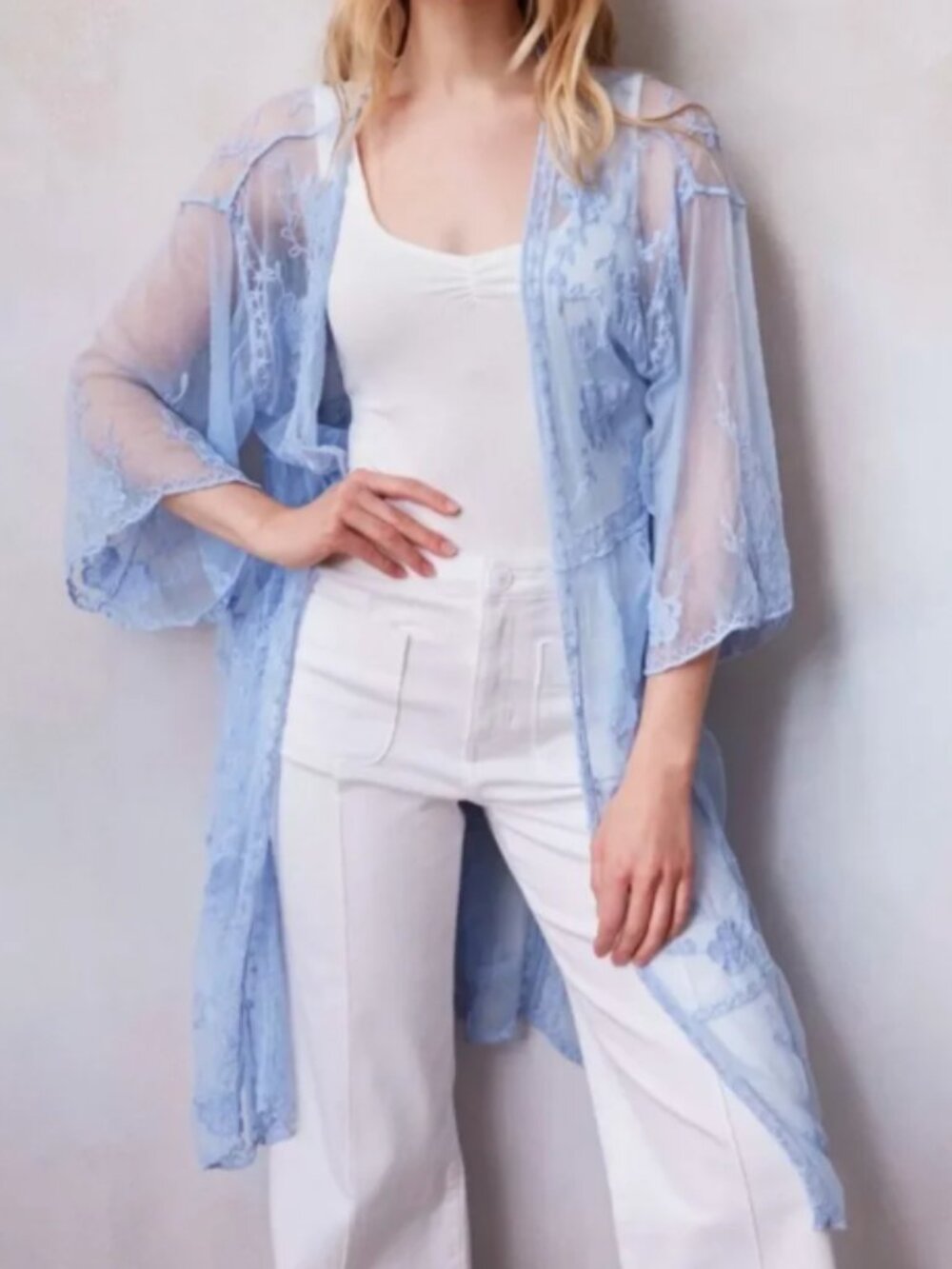 NWT LC Lauren Conrad Lace Duster Kimono Cardigan Beach Coverup - One Size